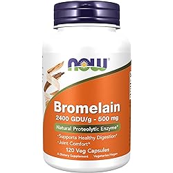 NOW Supplements, Bromelain Natural Proteolytic Enzyme 2,400 GDUg - 500 mg, Natural Proteolytic Enzyme, 120 Veg Capsules