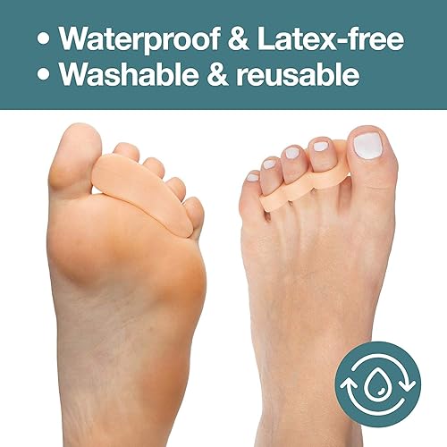 ZenToes Hammer Toe Straightener and Corrector 4 Pack Soft Gel Crests Splints | Reduce Foot Pain, Prevent Overlap | Flexible Footcare Treatment | Stain, Odor Resistant Beige