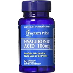 Puritans Pride Hyaluronic Acid 100 mg Capsules, 60 Count