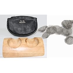 Tobacco Smoking Pipe Set Which Includes 1 Real Leather Tobacco Pipe Pouch & 1 Pipe Stand for displaying 2 Tobacco Pipes