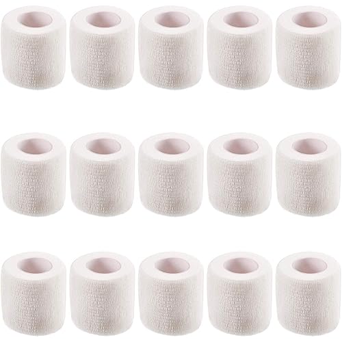 KISEER 15 Pack 2” x 5 Yards Self Adhesive Bandage Breathable Cohesive Bandage Wrap Rolls Elastic Self-Adherent Tape for Stretch Athletic, Sports, Wrist, Ankle White