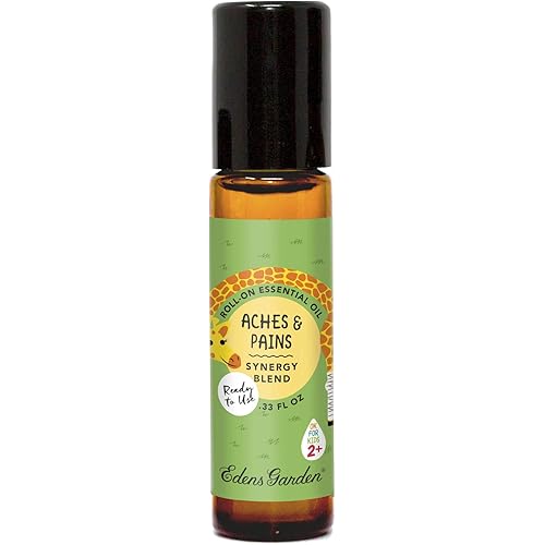 Edens Garden Aches & Pains"OK for Kids" Essential Oil Synergy Blend, 100% Pure Therapeutic Grade Undiluted NaturalHomeopathic Aromatherapy Scented Essential Oil Blends 10 ml Roll-On