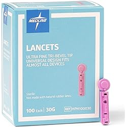Medline General Purpose Lancet, Can be Used with Most Universal Lancing Devices, 30G, Box of 100