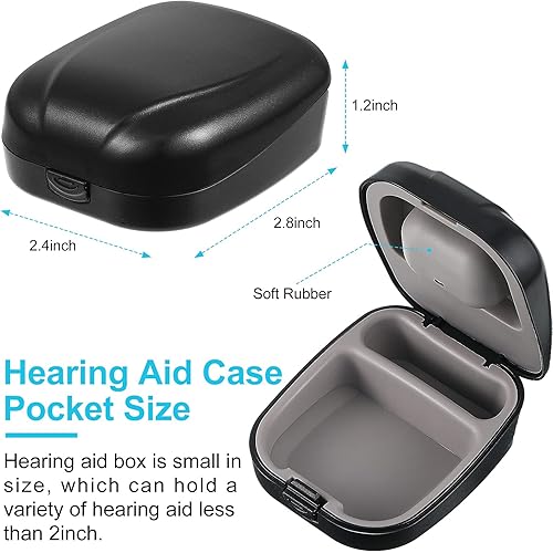 8 Pieces Hearing Aid Cleaning Tools Hearing Aid Case Hearing Aid Box Hearing Aid Cleaning Kits Earpiece Hearing Aid Vent Cleaner Microfiber Cloth for Sound Amplifier Black