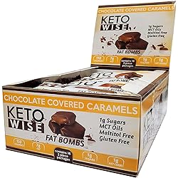 Keto Wise Fat Bombs - Chocolate Covered Caramels - 16 Count Box 1.2 Ounce