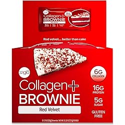 321glo Collagen Protein Brownie, Low Sugar Keto Friendly Gluten Free Treats for Women, Men, and Kids 12-Pack, Red Velvet