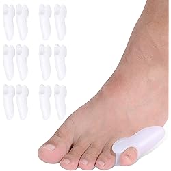 12 Pieces Pinky Toe Bunion Corrector Pads Straightener Bunion Cushion Pinky Toe Splint Separators Bunion Protectors Pads Spacers White Bunion Guards for Bunionette Pain Relief