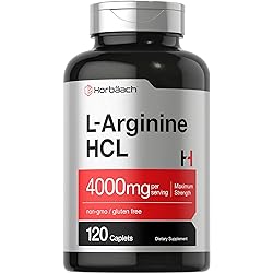 L-Arginine 4000mg | 120 Caplets | Maximum Strength Nitric Oxide Precursor | Vegetarian, Non-GMO, Gluten Free Supplement | by Horbaach
