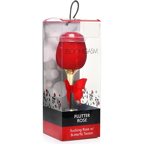 Inmi Bloomgasm Flutter Rose 10X SuctionVibrator wButterfly Teaser - Red