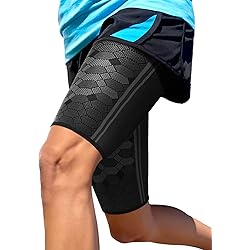 Sparthos Thigh Compression Sleeves Pair – Quad and Hamstring Support – Upper Leg Sleeves for Men and Women – Made from Innovative Breathable Elastic Blend – Anti Slip