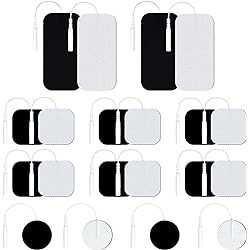 AUVON TENS Unit Replacement Pads Combination Set, 20 Packs Multiple Sizes Electrodes for TENS Unit, Reusable and Latex Free Pigtail TENS Pads for Multiple Pain Relief 2mm Connector