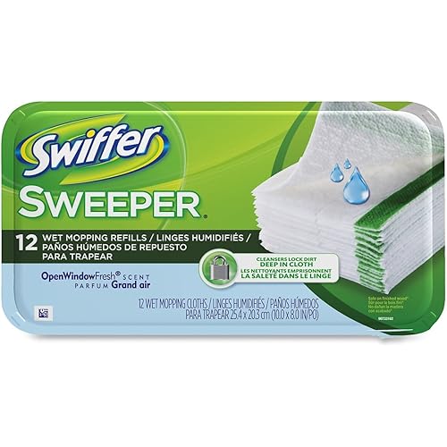 Swiffer 35154 Open Window Fresh Scent Regular Sweeper Implement Disposable Wet Cloth Refills Case of 12 Boxes, 12 Refills per Box