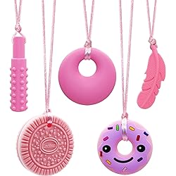 Chew Necklace for Sensory Girls, Silicone Chewy Necklaces for Kids with Autism, ADHD, SPD, Chewing, Oral Motor Therapy Toy