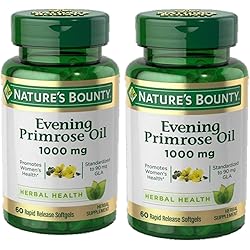 Nature's Bounty Nature's Bounty Evening Primrose Oil, 1000mg, 120 Softgels 2 X 60 Count Bottles, 120 Count