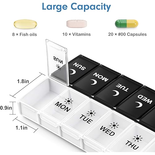 DANYING Large Pill Organizer 2 Times a Day, Weekly Pill Box 2 Per Day, AM PM Pill Case, Day Night Pill Container 7 Day, Vitamin Case Twice a Day