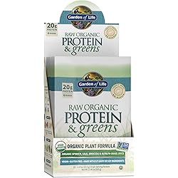 Garden of Life Raw Organic Protein & Greens, Lightly Sweet, Vegan Protein Powder for Women and Men, Plant Protein, Pea Protein, Greens & Probiotics - Dairy Free, Gluten Free Low Carb Shake, 10ct Tray