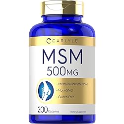 MSM Supplement | 500mg | 200 Capsules | Non-GMO, and Gluten Free Formula | Methylsulfonylmethane | by Carlyle