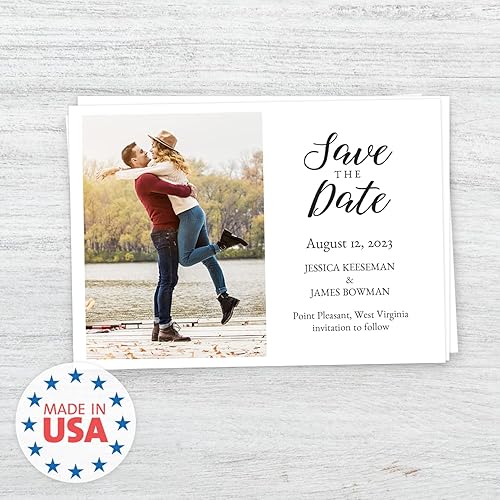 Personalized Save The Date Photo Cards 25 Custom Engagement Announcements With White Envelopes 5" x 7" Modern Wedding Notice Cards Made In The USA
