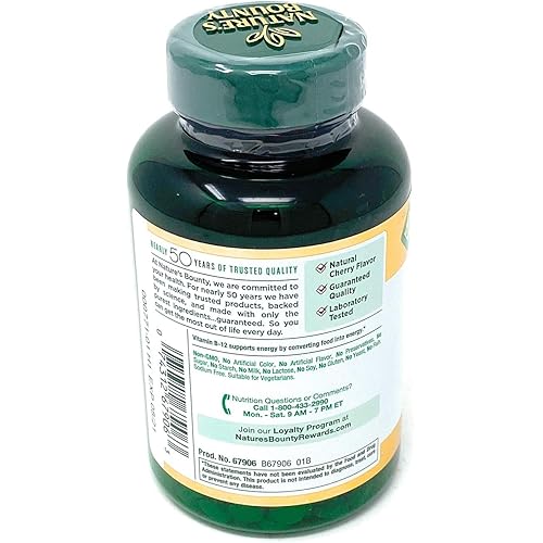 Nature's Bounty Quick Dissolve Fast Acting Vitamin B-12 2500 mcg, Natural Cherry Flavor 300 tablets