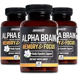 ONNIT Alpha Brain 30ct 3-Pack - Over 1 Million Bottles Sold - Premium Nootropic Brain Supplement - Focus, Concentration Memory - Alpha GPC, L Theanine & Bacopa Monnieri