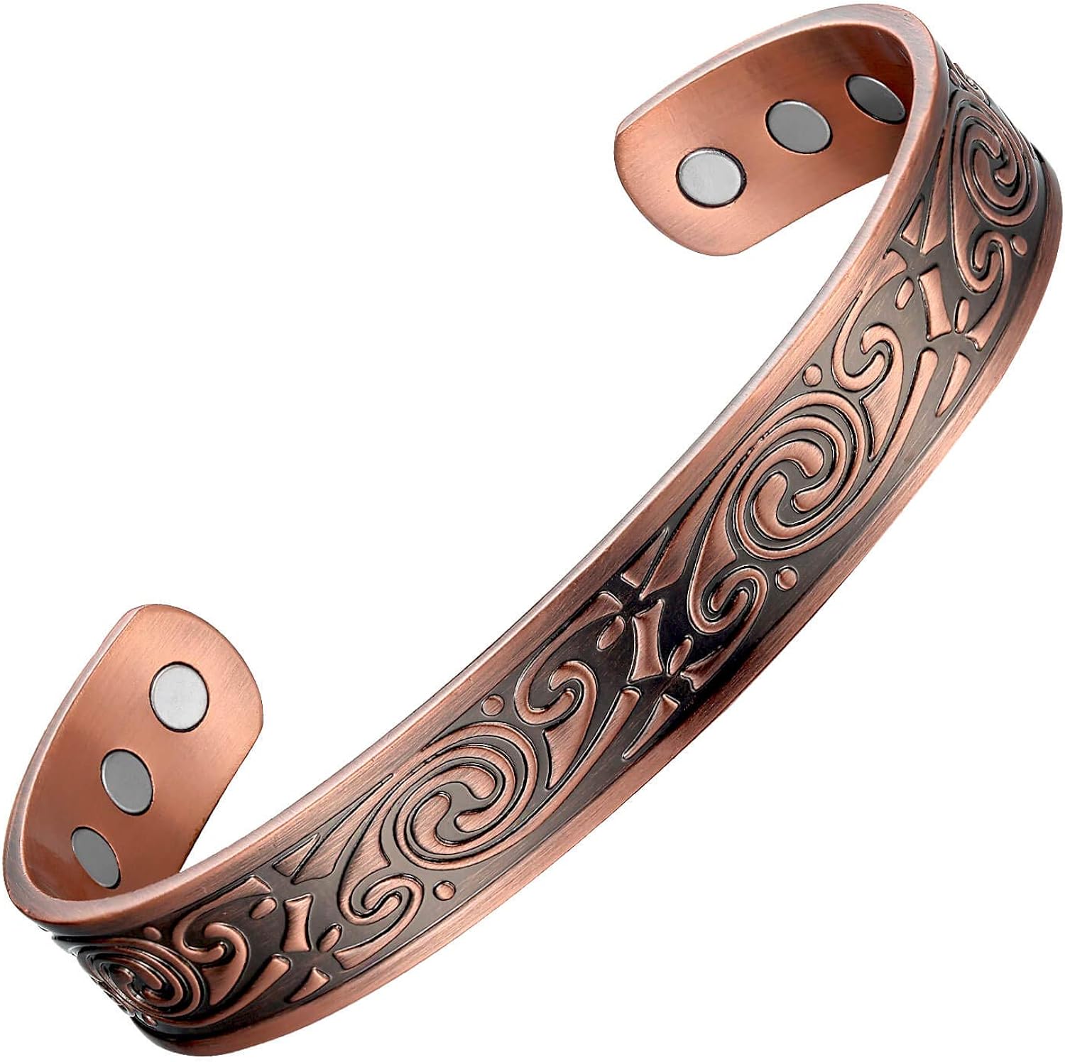 Mens Copper Bracelets Viking Pattern 99.9% Pure Copper Magnetic Bracelet 6.7inches with 6 Powerful Magnets for Effective Joint Pain Relief, Arthritis, RSI, Carpal Tunnel