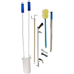 Sammons Preston - 49850 Complete Hip Replacement Kit, Recovery Kit with Assorted Daily Living Tools Including Sock Aid, 24" Shoehorn, 26" Reacher Tool, Bath Sponge, Dressing Stick, 26" Shoelaces
