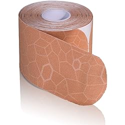 THERABAND Kinesiology Tape, Waterproof Physio Tape for Pain Relief, Muscle & Joint Support, Standard Roll with XactStretch Application Indicators, 2 X 10 Strips, 20 Precut Strips, BeigeBeige