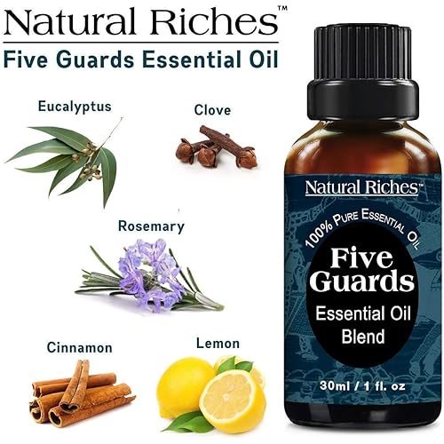 Natural Riches Immunity Blend Set with Five Guards Essential Oils Plus Breathe Easy Essential Oils and Organic Eucalyptus