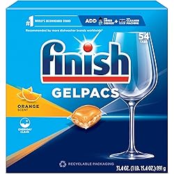 Finish All in 1 Gelpacs, Dishwasher Detergent Tablets, Orange, 32 Count