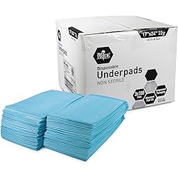 Medpride Disposable Underpads 17'' x 24'' 100-Count Incontinence Pads, Bed Covers, Puppy Training | Thick, Super Absorbent Protection for Kids, Adults, Elderly | Liquid, Urine, Accidents