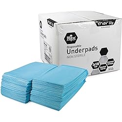 Medpride Disposable Underpads 17'' x 24'' 100-Count Incontinence Pads, Bed Covers, Puppy Training | Thick, Super Absorbent Protection for Kids, Adults, Elderly | Liquid, Urine, Accidents