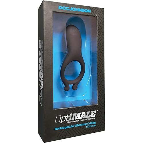 Doc Johnson OptiMALE - Rechargeable Vibrating Silicone C-Ring - Angled To Enhance Contact With Your Partner - Black
