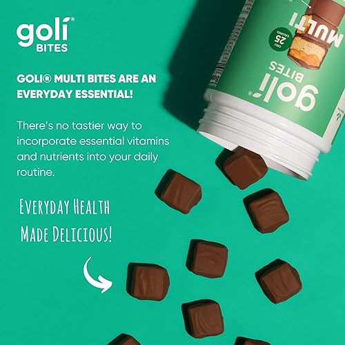 Goli® Multi Vitamin Bites - 30 Count - Milk Chocolate Vanilla Cocoa Flavor 10 Vitamins & Nutrients for Overall Health & Wellbeing, Immune Support, Nervous System Support, Bone and Muscular Health