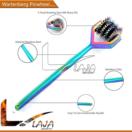 LAJA Imports Wartenberg Wheel - Strong Sensation Pinwheel 4 Head Rainbow Color
