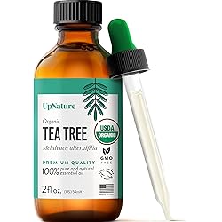 USDA Certified Organic Tea Tree Essential Oil 2oz – 100% Natural & Pure Tea Tree Oil for Skin Care, Hair Growth Serum & Healthy Toenail - Premium Quality Aromatherapy Oil for Hair Skin and Nails