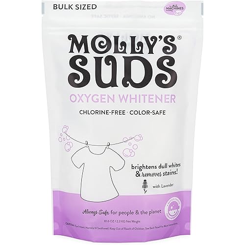 Molly's Suds Natural Oxygen Whitener | Natural Bleach Alternative, Plant-Derived Ingredients | Whitens Brights and Brightens Colors | Pure Lavender Essential Oil - 81.6 oz