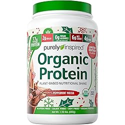 Purely Inspired Plant Based Organic Protein Powder, Vegan for Women & Men, 22 g Per Serving, Pea, Peppermint Mocha, Limited Edition, 17 Servings, 24 Oz