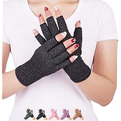 DISUPPO Arthritis Gloves Relieve Pain from Rheumatoid, RSI,Carpal Tunnel, Hand Gloves Fingerless for Computer Typing and Dailywork, Support for Hands and Joints M, Black