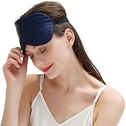 ZIMASILK 100% Natural Silk Sleep Mask ,Adjustable Super-Smooth Soft Eye Mask for Sleep ,Multiple Color OptionsNavy Blue