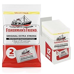 Cough Drops by Fisherman's Friend, Cough Suppressant and Sore Throat Lozenges, Original Extra Strong Menthol Flavor, 40 Count 12 Pack