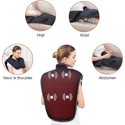 Heating Pad for Back Pain Relief, Gifts for Mom,Dad, Large Heat Pads for Neck and Shoulders, Heated Back Wrap,Fast Heating & 5 Massage Modes, Heating Pad with Massager