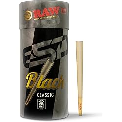 RAW Black Cones King Size | 100 Pack | Natural Pre Rolled Rolling Paper Pressed Extra Fine for Thin, Slow Burning, Naturally Translucent Paper with Tips & Packing Tubes Included