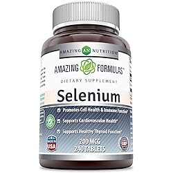 Amazing Formulas Selenium 200 mcg Natural Selenium Yeast, 240 Tablets Non GMO, Gluten Free - Promotes Cell Health, Immune Function, Cardiovascular Health and Healthy Thyroid Function