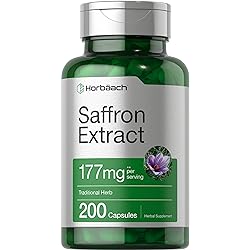 Saffron Extract Capsules | 177 mg 200 Count | Non-GMO, Gluten Free Supplement | by Horbaach