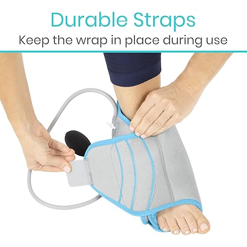Vive Compression Ankle Ice Pack Wrap for Foot Pain Relief - Soft Cold Brace for Recovering Injuries - Support for Swelling, Sprains, Fractures - Filled with Reusable Gel, Fits Small & Large Feet