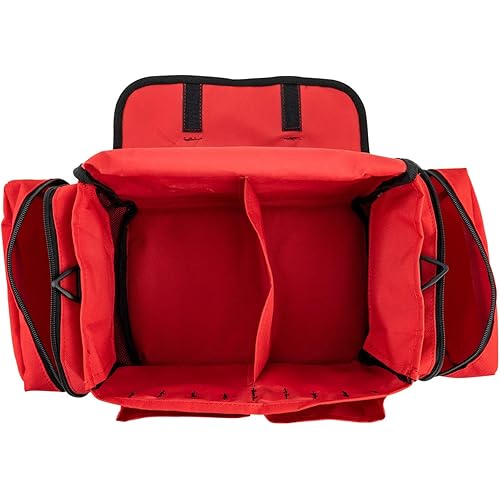 LINE2design Emergency Fire First Responder Kit - Fully Stocked EMS Supplies First Aid Rescue Trauma Fill Kit - EMS EMT Paramedic Complete Lifeguard Medical Supplies for Natural Disasters - Red