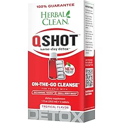 Herbal Clean QShot, Same-Day Concentrated Detox Drink, 1 Fl Oz, and Detox Capsules, 5 Count