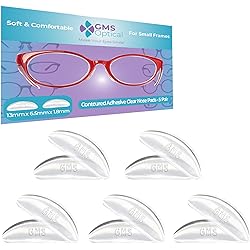 GMS Optical® Kids Small Adhesive Contoured Silicone Eyeglass Nose Pads - Anti Slip & Pressure Relief - Perfect for Kids Glasses and Smaller Frames 13mm x 6.5mm x 1.8mm 5 Pair - Clear