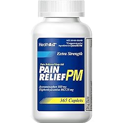 HealthA2Z Extra Strength Pain Relief PM, 365 Caplets, Compare to Tylenol PM Active Ingredient,Pain Reliever Sleep Aid