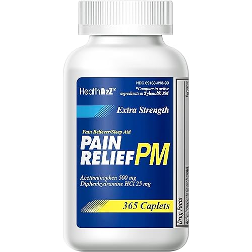 HealthA2Z Extra Strength Pain Relief PM, 365 Caplets, Compare to Tylenol PM Active Ingredient,Pain Reliever Sleep Aid